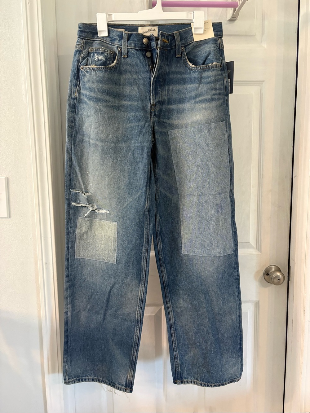 Women’s Blue Distressed Patchwork Jeans